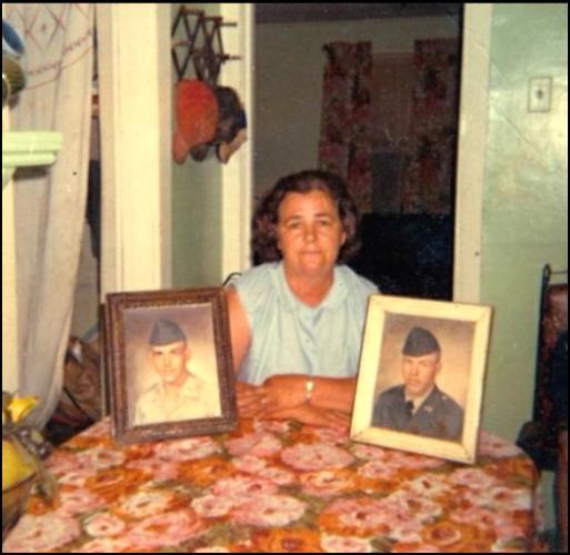 Grandmaw with pics of Dale and Danny